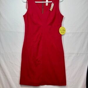 Emma Michele Red Sleeveless V-Neck Sheath Dress Career Party Size 8 NWT